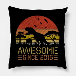 Dinosaur 4th Birthday Boy Shirt Gift Awesome Since 2016 Pillow