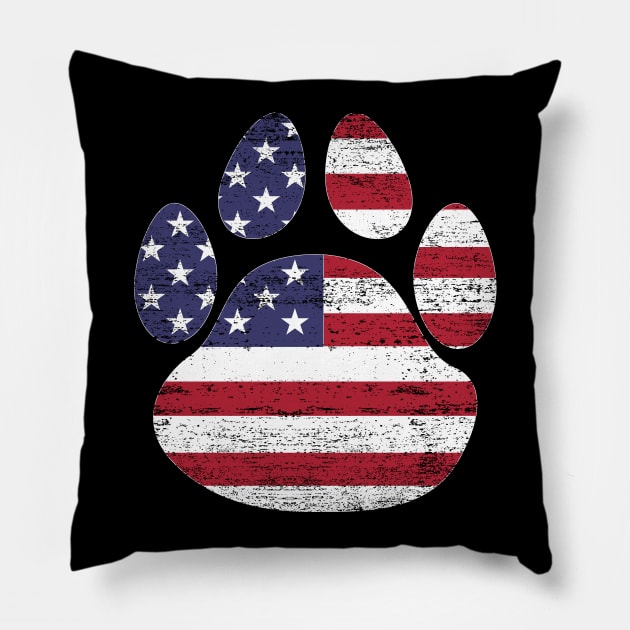 Dog paw print American flag USA tshirt Pillow by bbreidenbach