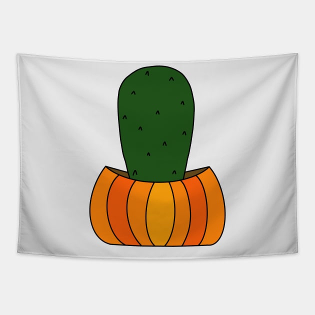 Cute Cactus Design #17: Halloween Pumpkin Cactus Tapestry by DreamCactus