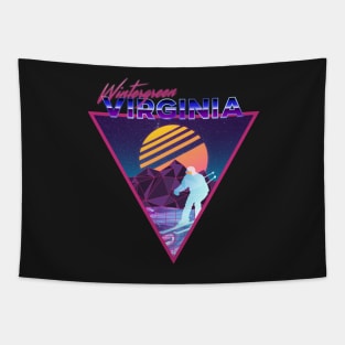 Retro Vaporwave Ski Mountain | Wintergreen Virginia | Shirts, Stickers, and More! Tapestry