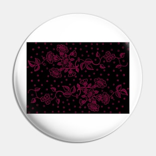 Black & Pink Floral Pattern Pin