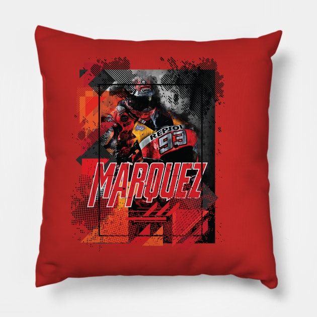 Marc Marquez 93 Superbike Grunge Design Pillow by CGD