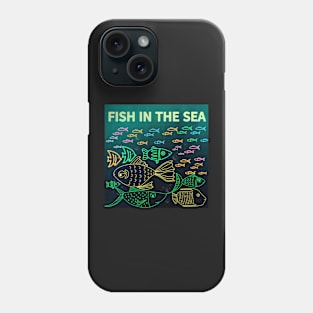 under the sea,blue sea,sea creatures,Turtle, puffer fish, starfish, shrimp, shark, tropical fish, sea horse, seaweed, sardines, squid, crabs, clams Phone Case