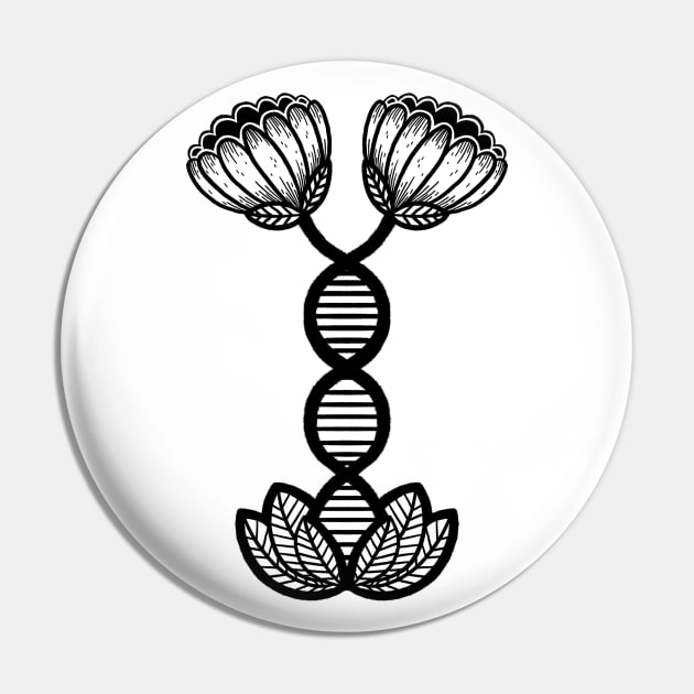 DNA Strand Flower Pin by MollyFergusonArt