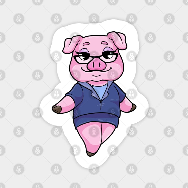 Pig as Secretary with Glasses Magnet by Markus Schnabel