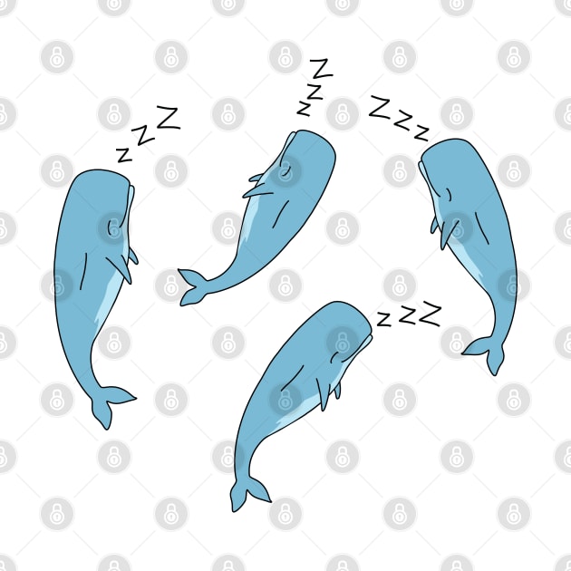 Sleeping Sperm Whales Cute Funny Design by olivergraham