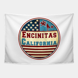 Surfing Encinitas California Ocean Surf Palms Surfer Tapestry