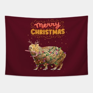 Capybara Merry Christmas and christmas lights, Capybara Pets, Cute capybara Tapestry