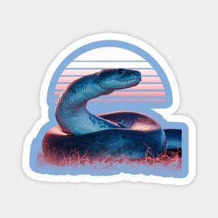 Blue anaconda in retro sunset Magnet