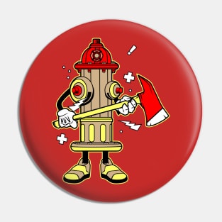 HYDRANT FIRE FIGHTER CARTOON Pin