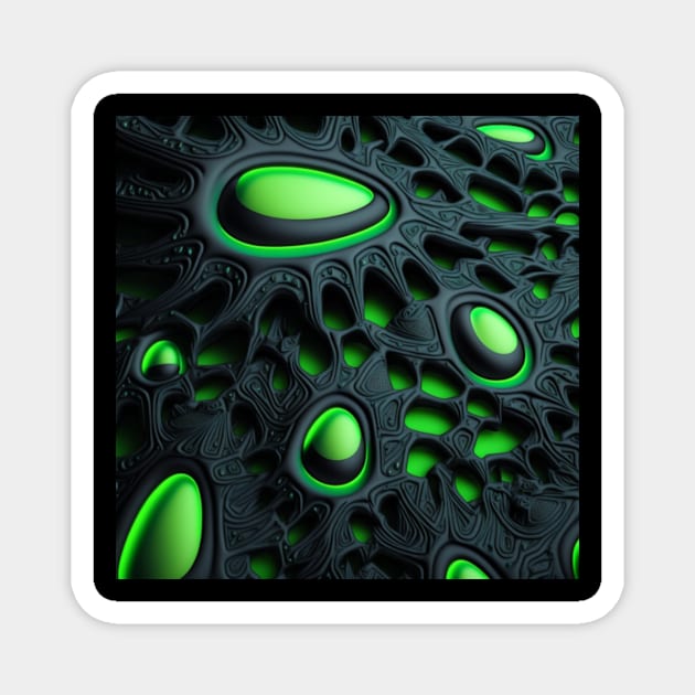 Si-Fi Electro, with pattern, realistic, photo, black, green Magnet by KK-Royal