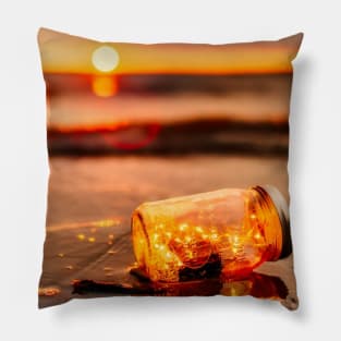 calm beautiful summer beach sunset Pillow