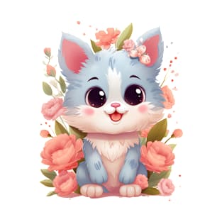 Flowery Cat Cute Gifts For Cats & Flower Lover T-Shirt