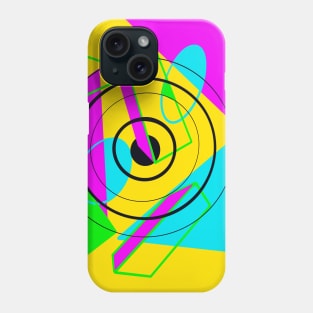 80s Retro Geometric Shapes Neon Green Pink Yellow and Blue Phone Case