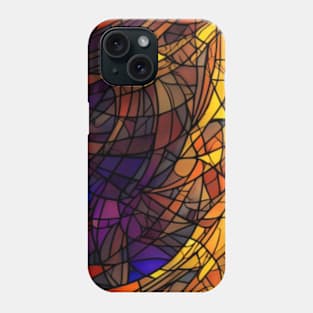 Stained Glass design pattern, seamless, golden tone, geometrical, abstract design. Phone Case