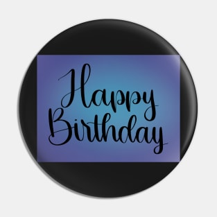 Simple Happy Birthday - Digital Watercolor Blue Pin