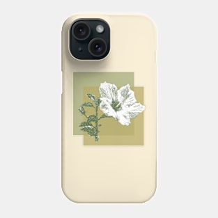 white hibiscus on yellow frame Phone Case