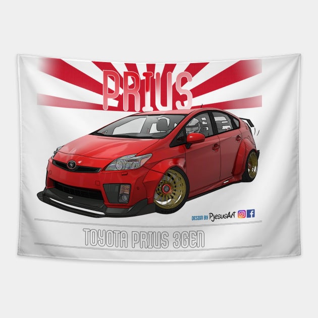 Toyota Prius 2JZ Red Tapestry by PjesusArt