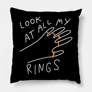 Look At All My Rings - Simple Minimal Ironic Drawing Pillow