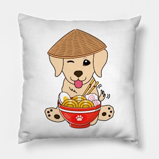 Funny Golden Retriever Eating Ramen Pillow