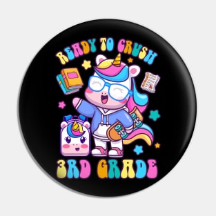 Kids 3rd Grade Unicorn First Day of School Girls Rainbow Pin