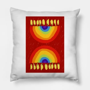 Rainbow Chanukiah Red Print Pillow