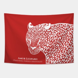 Amur Leopard with Common and Scientific Name - animal lovers design Tapestry