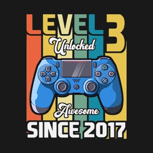 Kid 3 Year Old Birthday Party Level 3 Unlocked Gamer Vintage T-Shirt