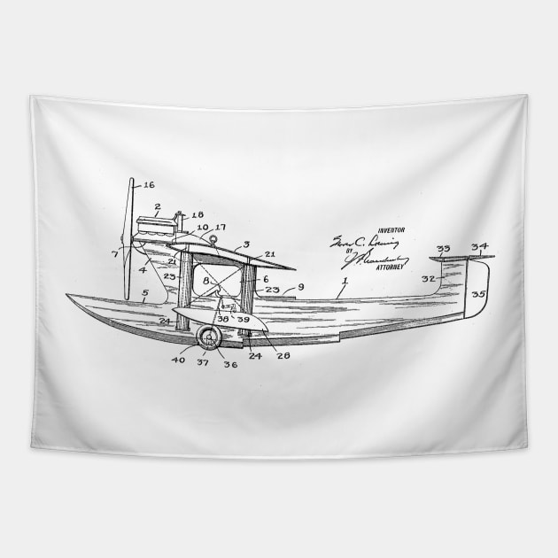 Airplane Vintage Patent Drawing Tapestry by TheYoungDesigns