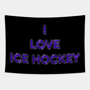 I Love Ice Hockey - Purple Tapestry