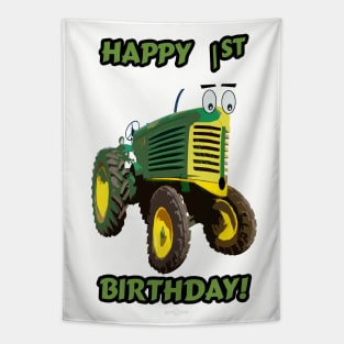 Happy 1st Birthday tractor design Tapestry