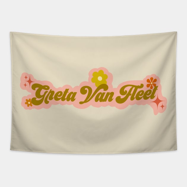 Greta Van Fleet - 70s design pink background Tapestry by Deardarling