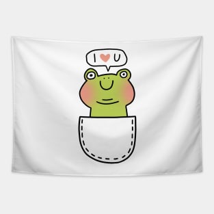 Cute frog says I love you Tapestry