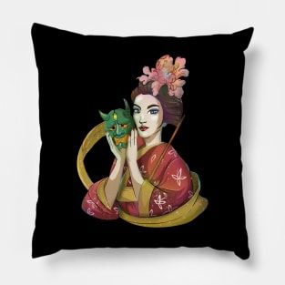 Floral Girl Gisha Pillow