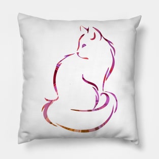 Ornate Abstract Cat Colorful Illustration Pillow