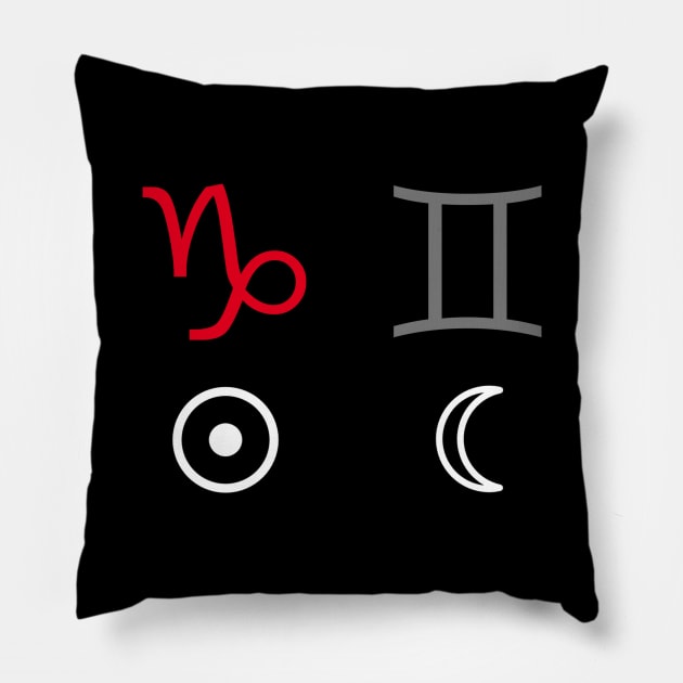 Capricorn Sun Gemini Moon Horoscope Sign Pillow by Horosclothes