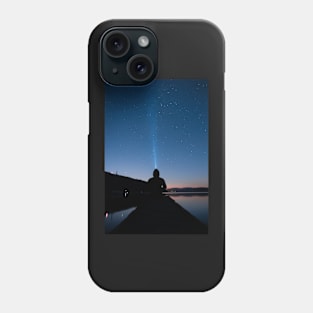 Man Gazing at the Stars by the Lake Phone Case