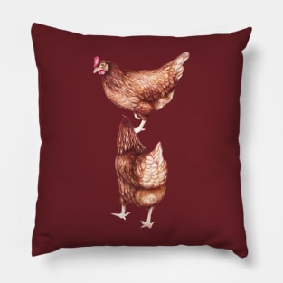 I love Chickens - Watercolor illustration Pillow