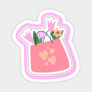 Bag of Happiness Cute Flower Bag Design Magnet