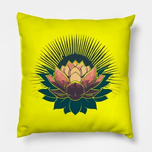 Radiant Lotus: Embrace Optimism and Spread Happiness Pillow