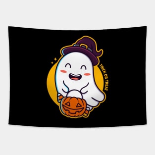 Happy Ghost Kawaii Design Tapestry