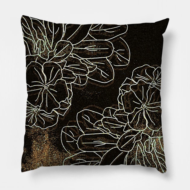 Golden sparkly flower Pillow by Earthy Planty