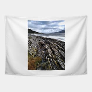 The stretch of rocky coastline, Kintyre Peninsula, Scotland. Tapestry