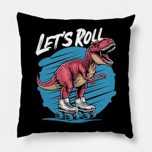 Funny Tyrannosaurus Rex On Roller Skates Design Pillow