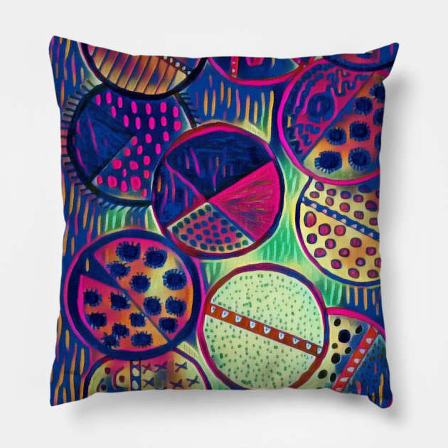 Colorful particles art Pillow by Cozy infinity