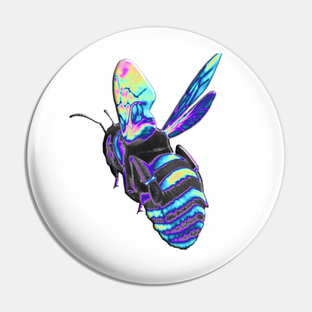 Holographic Blue Bee Pin by dinaaaaaah