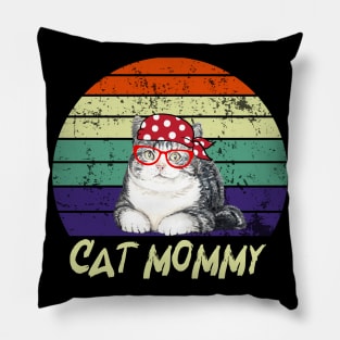 cat mommy vintage Pillow