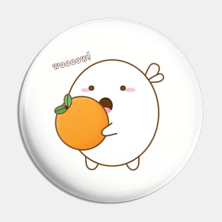 Ichan holding an orange - Kawaii Emojis Pin