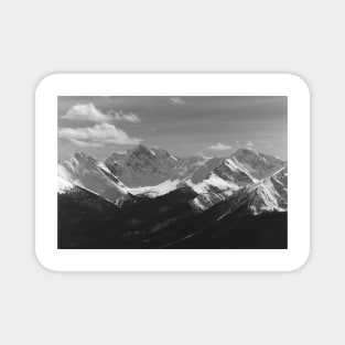 The Rocky Mountains in black and white Magnet