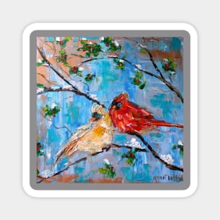 winter Cardinals Magnet